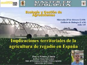 Conferencia: Implicaciones territoriales de la agricultura de regadío en España