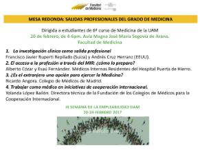 Mesa Redonda: Salidas Profesionales del Grado en Medicina: Programa