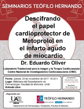 Cartel del Seminario Teófilo Hernando: «Descifrando el papel cardioprotector de Metoprolol en el infarto agudo de miocardio»