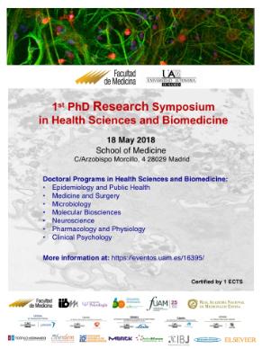 Cartel del 1er Simposio de estudiantes de Doctorado en Ciencias de la Salud y Biomedicina