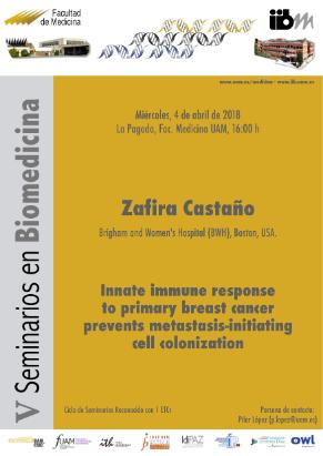 Cartel del Seminario: Innate immune response to primary breast cancer prevents metastasis-initiating cell colonization