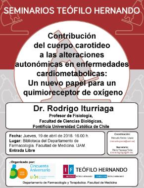 Cartel del Seminario Teófilo Hernando: «Contribución del cuerpo carotídeo a las alteraciones autonómicas en enfermedades cardiometabólicas: un nuevo papel para un quimioreceptor de oxígeno»
