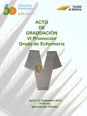 Cartel del acto de graduación de la VI Promoción del Grado en Enfermería de la Universidad Autónoma de Madrid