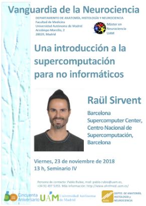 Cartel del Seminario Vanguardia de la Neurociencia: Una introducción a la supercomputación para no informáticos