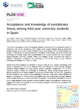 Acceptance and knowledge of evolutionary theory among third-year university students in Spain