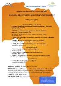 Cartel Seminario de Doctorado sobre África Subsahariana