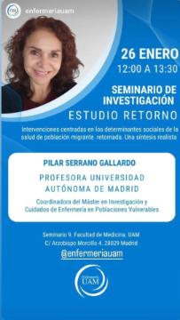Cartel del seminario Máster en Investigaciín y Cuidados de Enfermería en Poblaciones Vulnerables