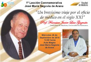 Cartel de la 1ª Lección Conmemorativa «José María Segovia de Arana», 26 de septiembre de 2018