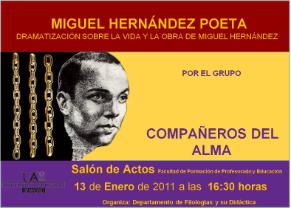 Cartel de Dramatización sobre la vida y la obra de Miguel Hernández 