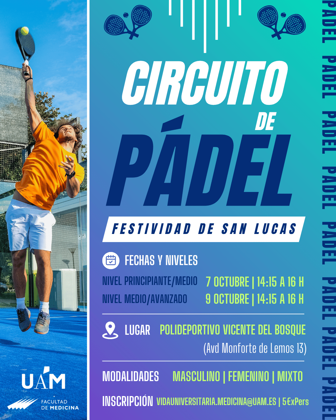 Cartel del Circuito de pádel Festividad de San Lucas 2026, de la UAM.