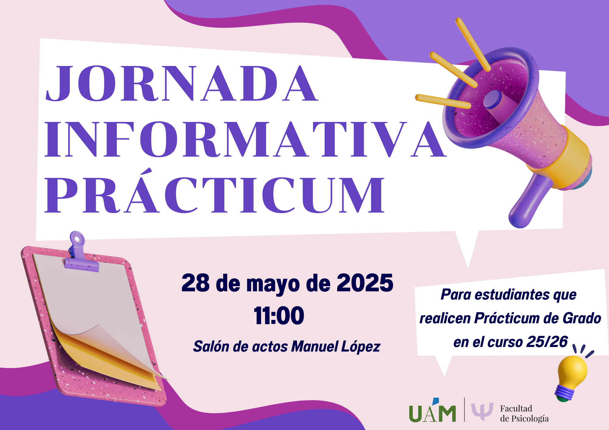 cartel informativo jornadas practicum 28 de mayo a las 11 horas