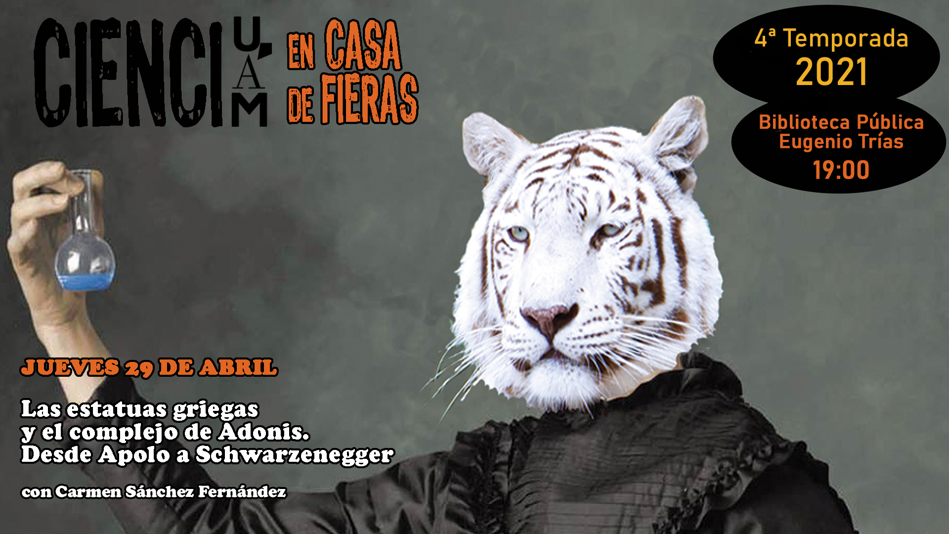 Cartel del Café Científico en Casa de Fieras de Abril