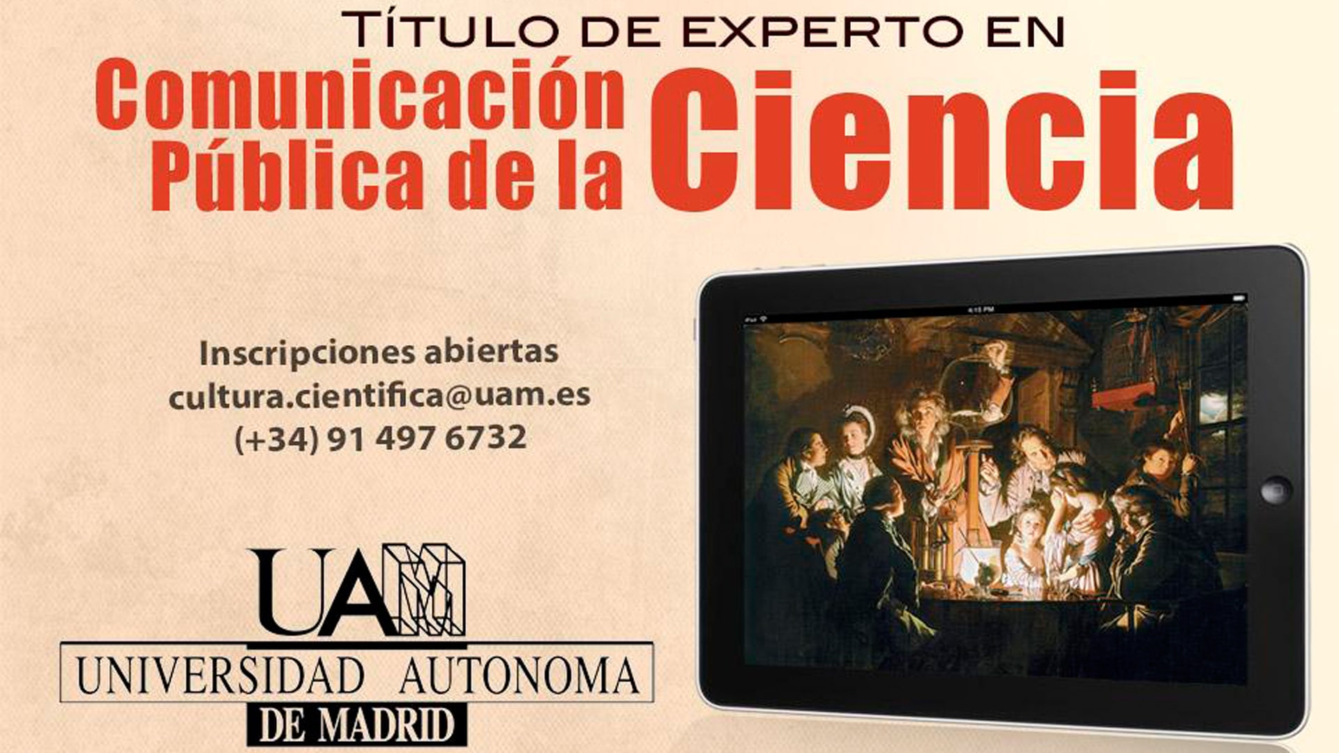 Cartel del Título de Experto en Comunicación Pública y Divulgación de la Ciencia 18/19