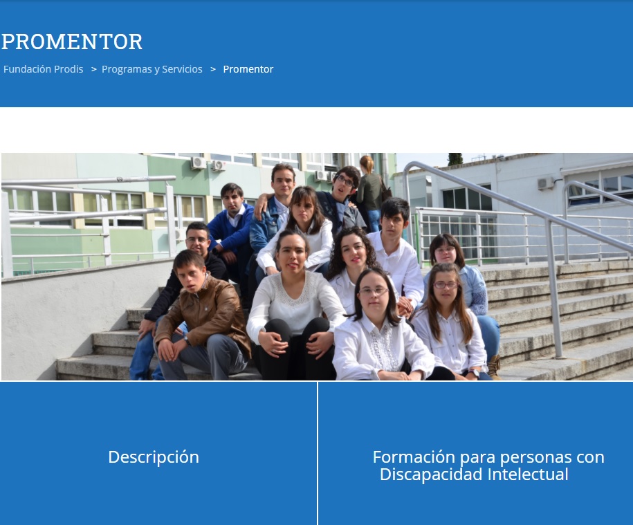Página web del Programa Promentor en la Fundación Prodis / Fundación Prodis