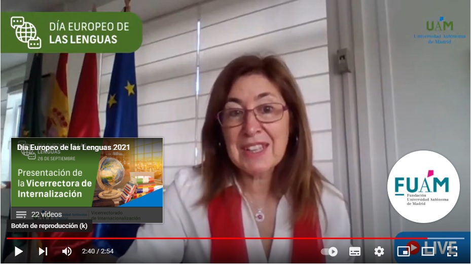 Vídeo de presentación de la rectora Amaya Mendikoetxea con motivo del Día Europeo de las Lenguas en la UAM / UAM