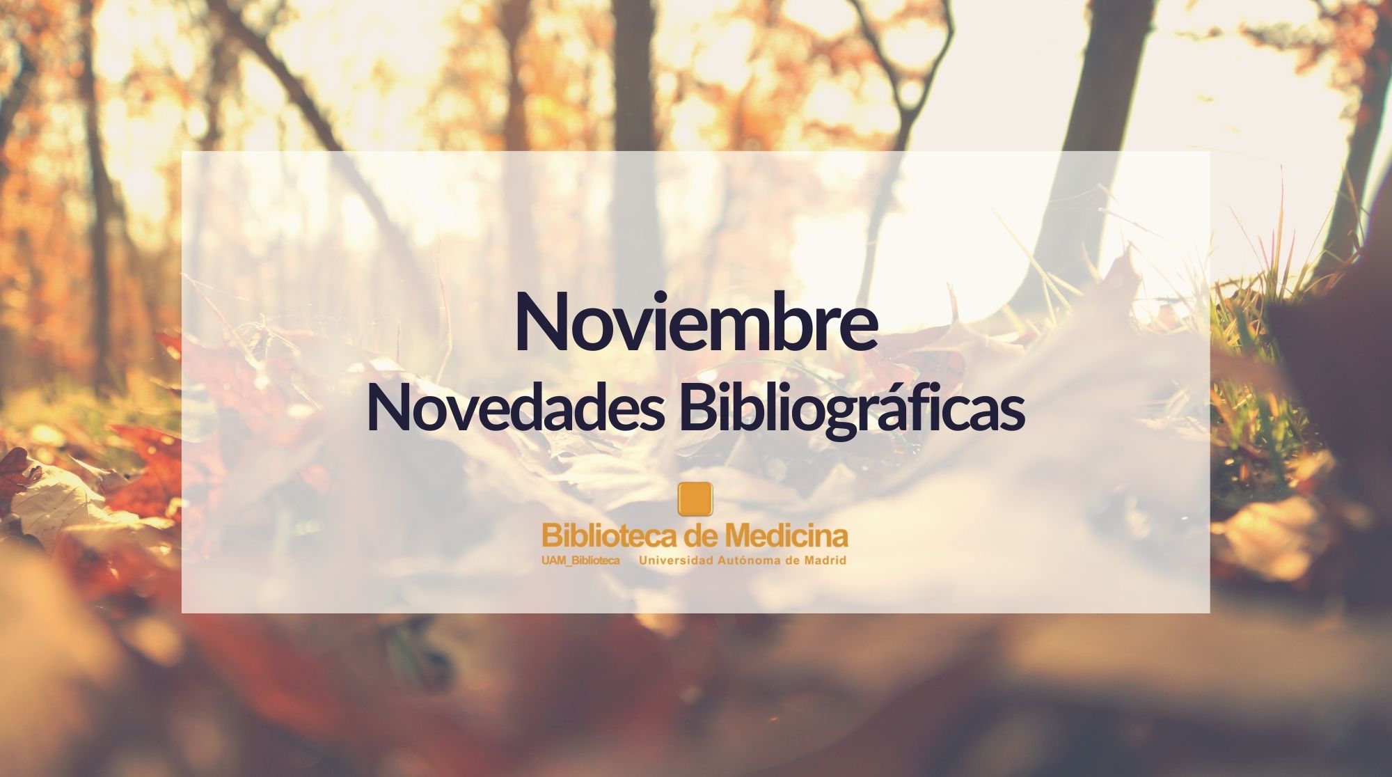 Cartel creado para las novedades de noviembre en la Biblioteca de Medicina