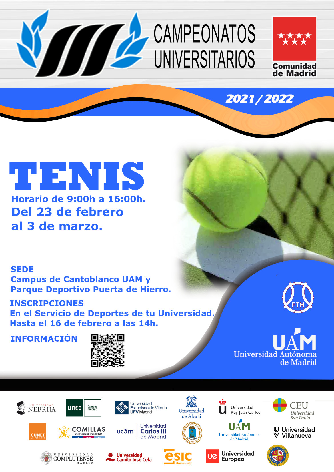 Cartel Campeonato Universitario de Madrid de Tenis