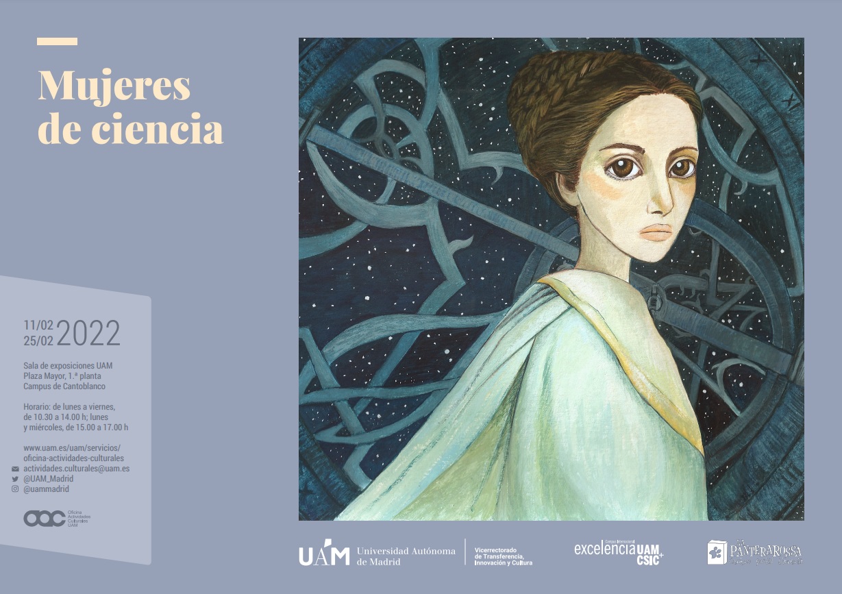 Foto de la exposición itinerante Mujeres de Ciencia, donde se pueden ver imágenes del proyecto ilustrado Mujeres de Isabel Ruiz Ruiz / UAM