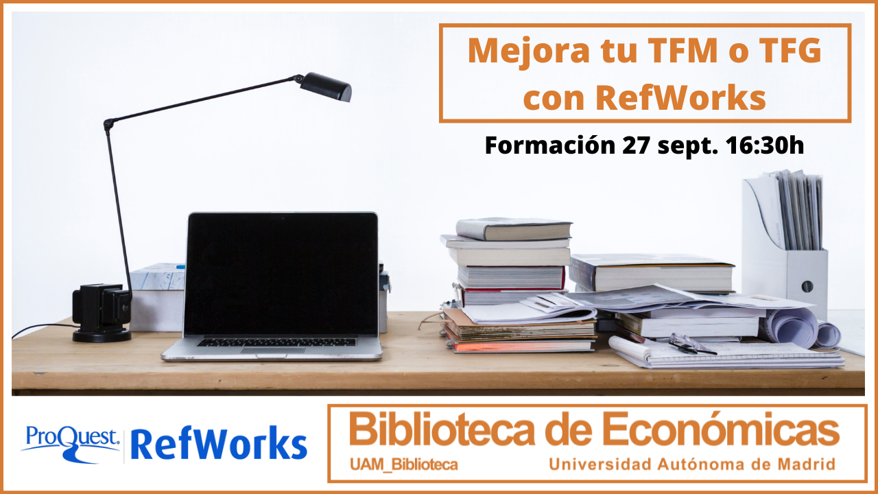 Cartel anunciando el curso de Refworks para mejorar tu TFG o TFM el 27 de septiembre 