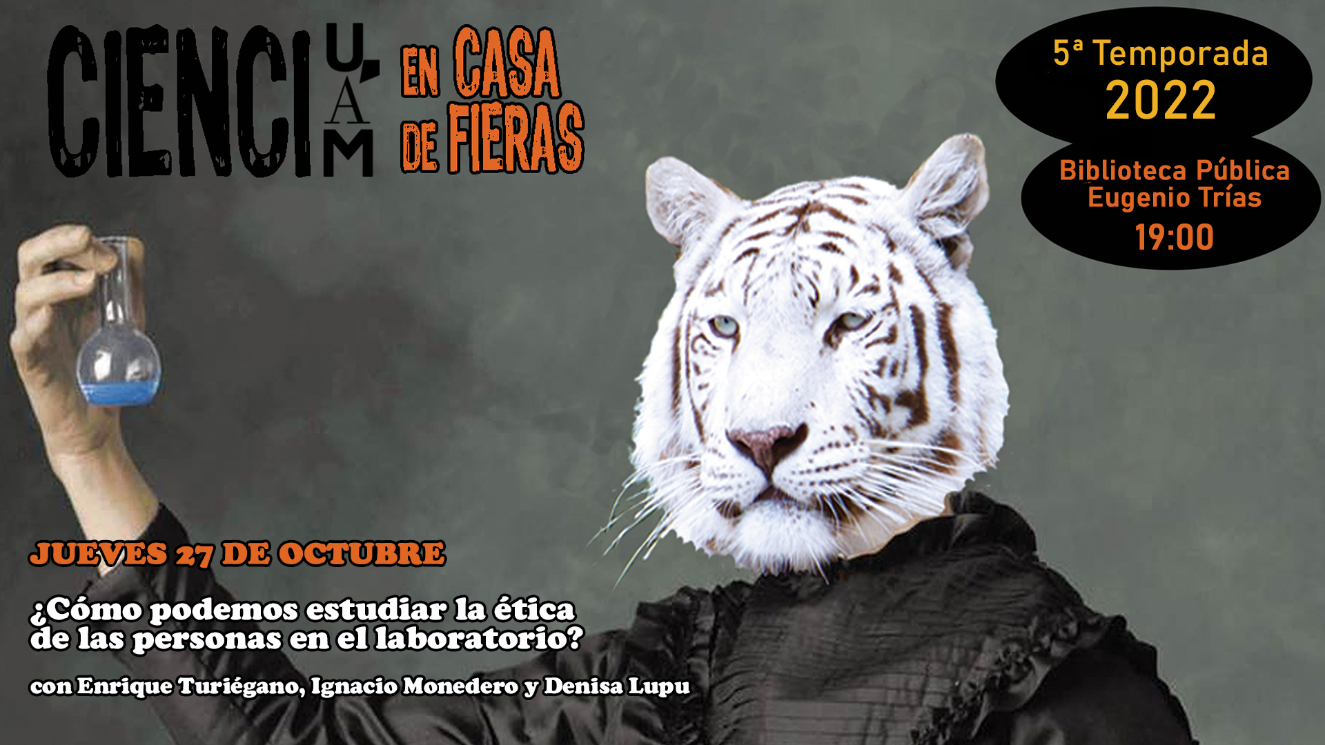 Cartel del Café Científico en Casa de Fieras de Octubre