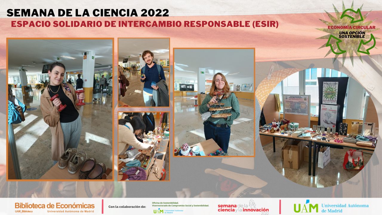 Cartel anunciando el Espacio Solidario de Intercambio Responsable en el seno de la Semana Ciencia 2022 de la Biblioteca de Económicas