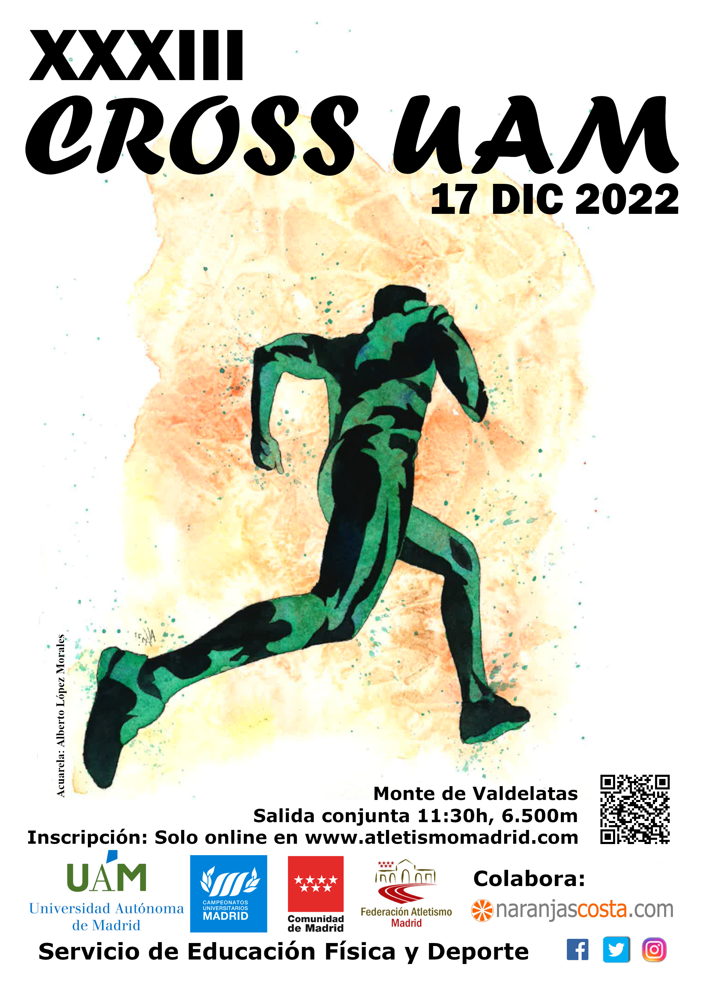 Cartel de la edición XXXIII de Cross Universitario en la UAM el 17 de diciembre