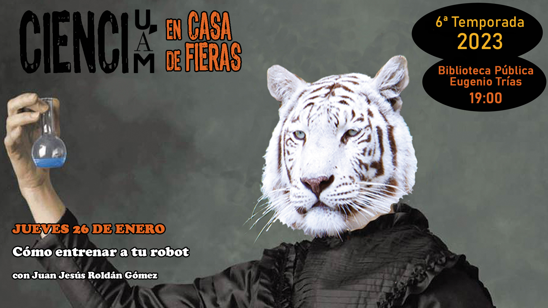 Cartel del Café Científico en Casa de Fieras de Enero