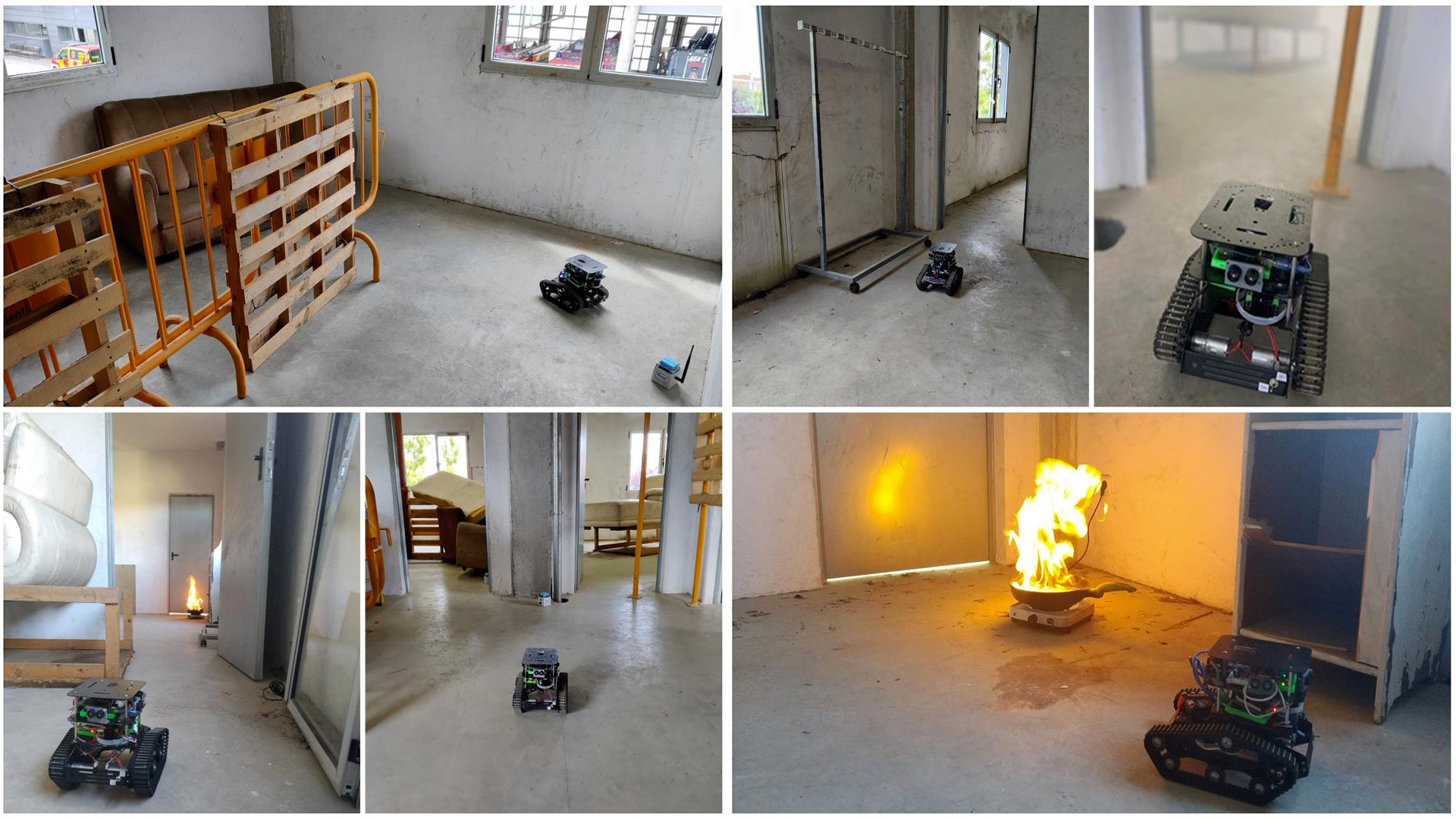 Diversas imágenes del robot en situaciones de emergencia.
