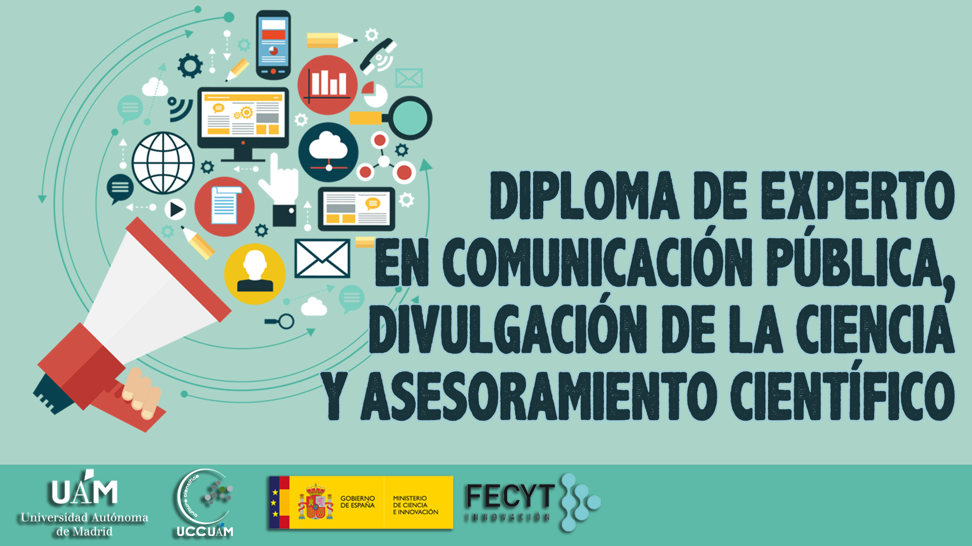 Cartel del diploma de Experto en Comunicación Pública, Divulgación de la Ciencia y Asesoramiento Científico