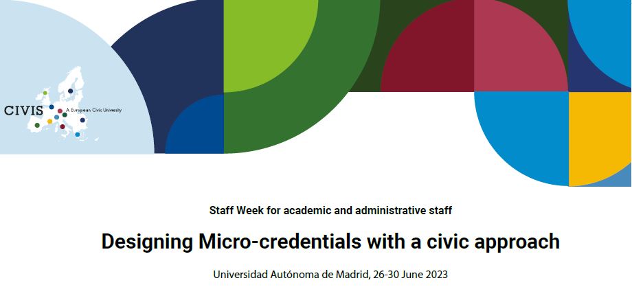 Designing Micro-credentials with a civic approach staff week, logo