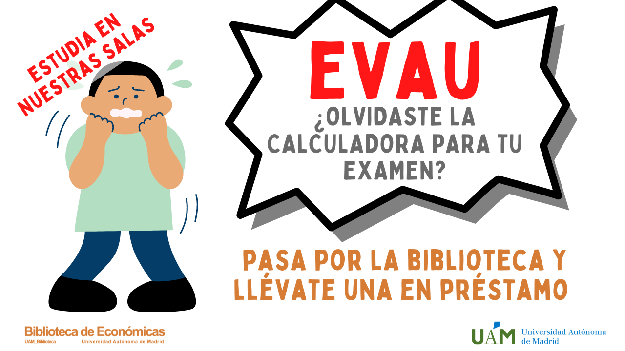 Cartel anunciando el préstamo de calculadoras para la EVAU