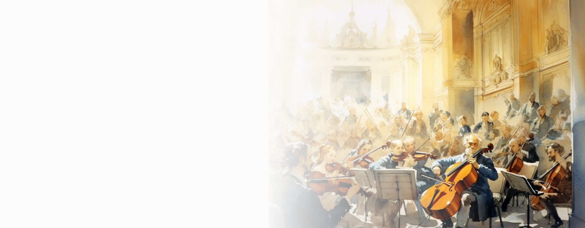 Imagen de cabecera del concierto Gran Soiree Orquestal. Muestra una orquesta en un teatro del siglo XVIII