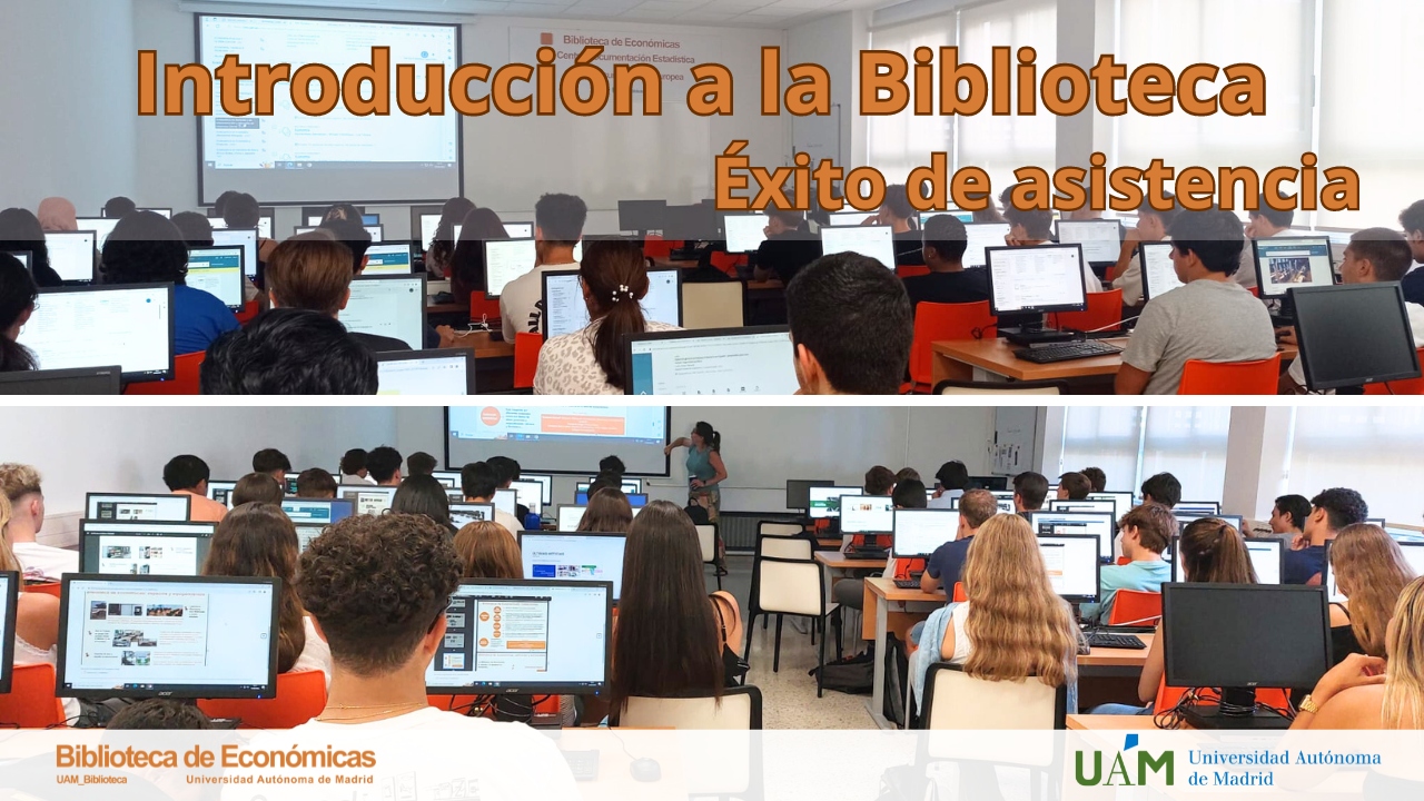 Collage de fotos de los cursos de introducción a la biblioteca