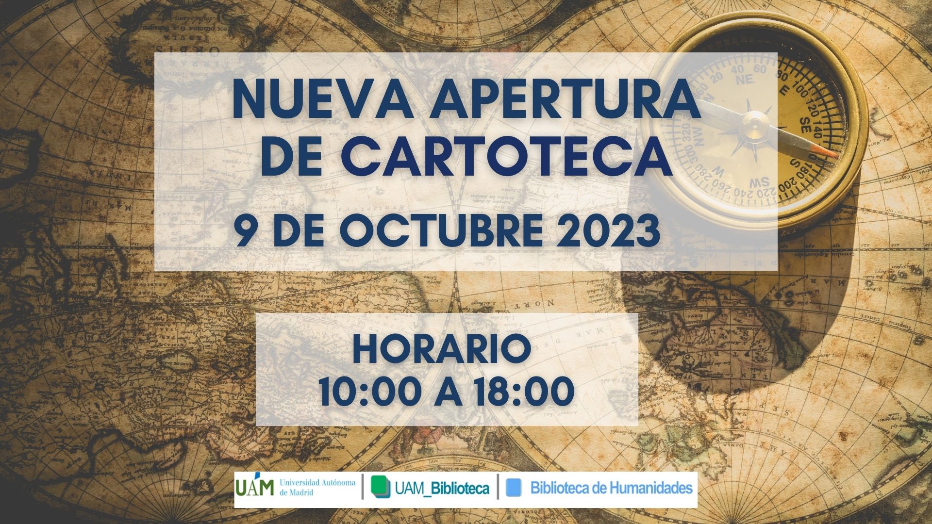 Cartel de aviso de la apertura de la Cartoteca el 9 de octubre de 2023