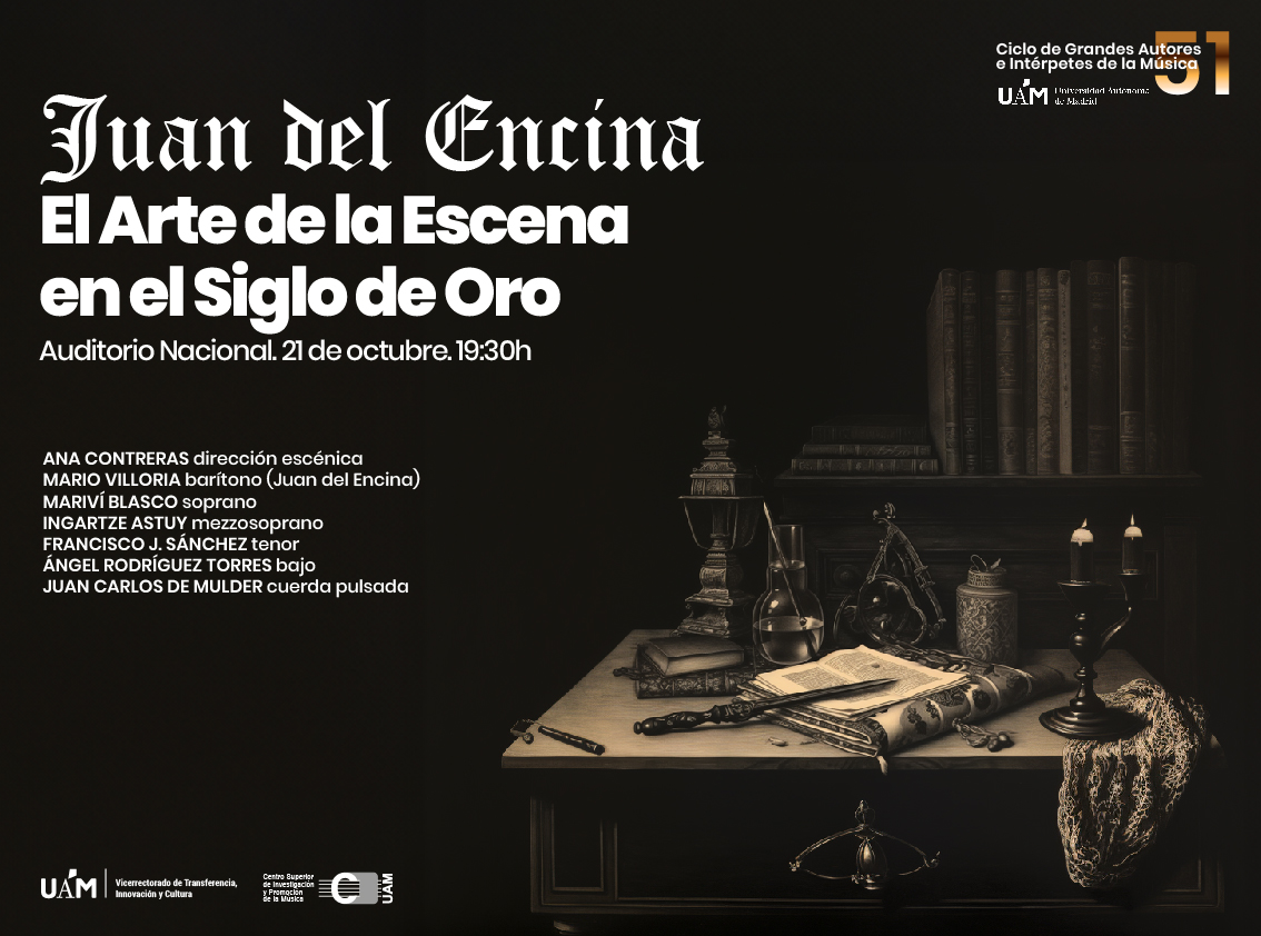 Cartel del concierto Juan del Encina. El Arte de la Escena en el Siglo de Oro