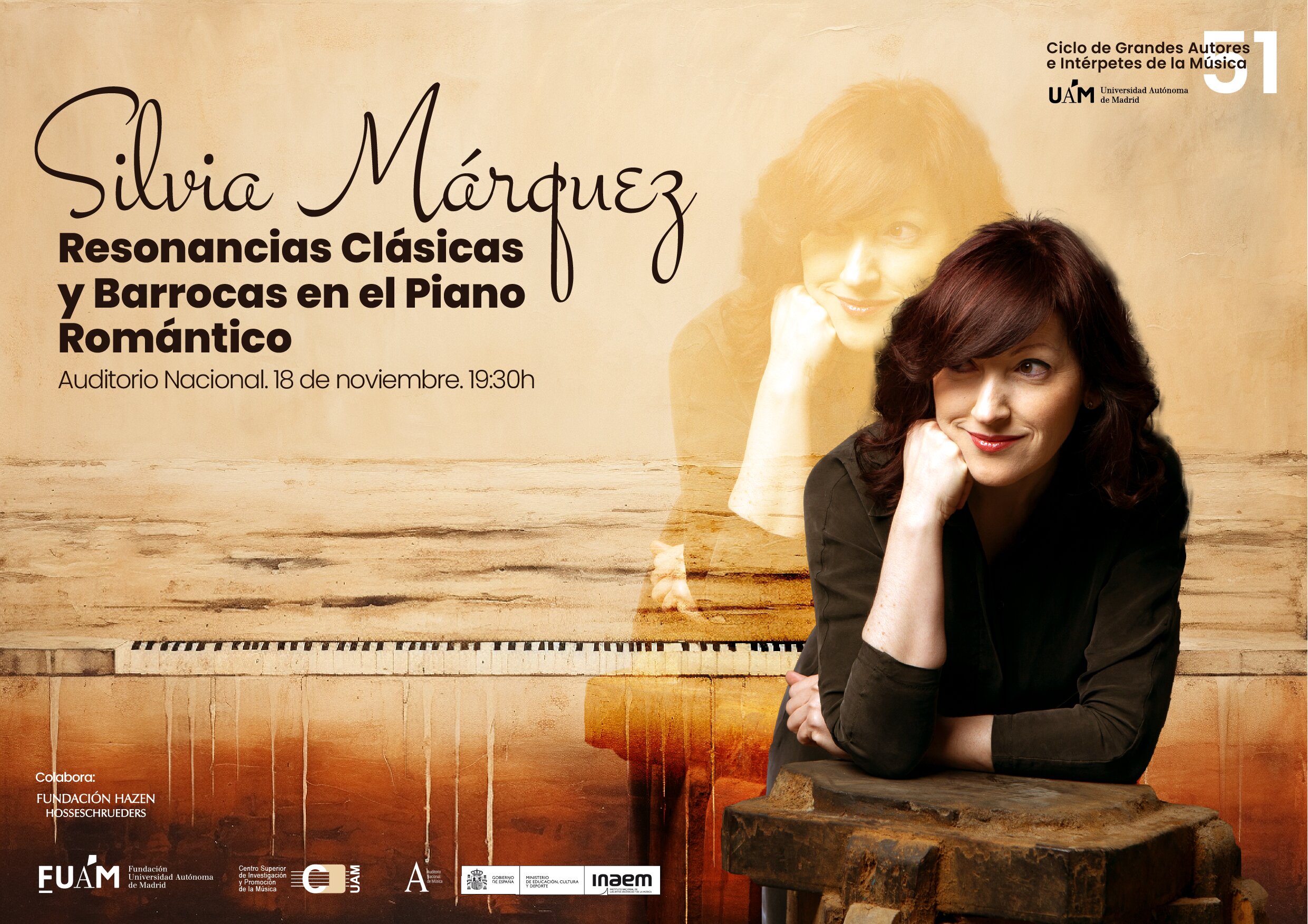 Cartel del concierto de Silvia Márquez en el Auditorio Nacional de Música del día 16 de diciembre
