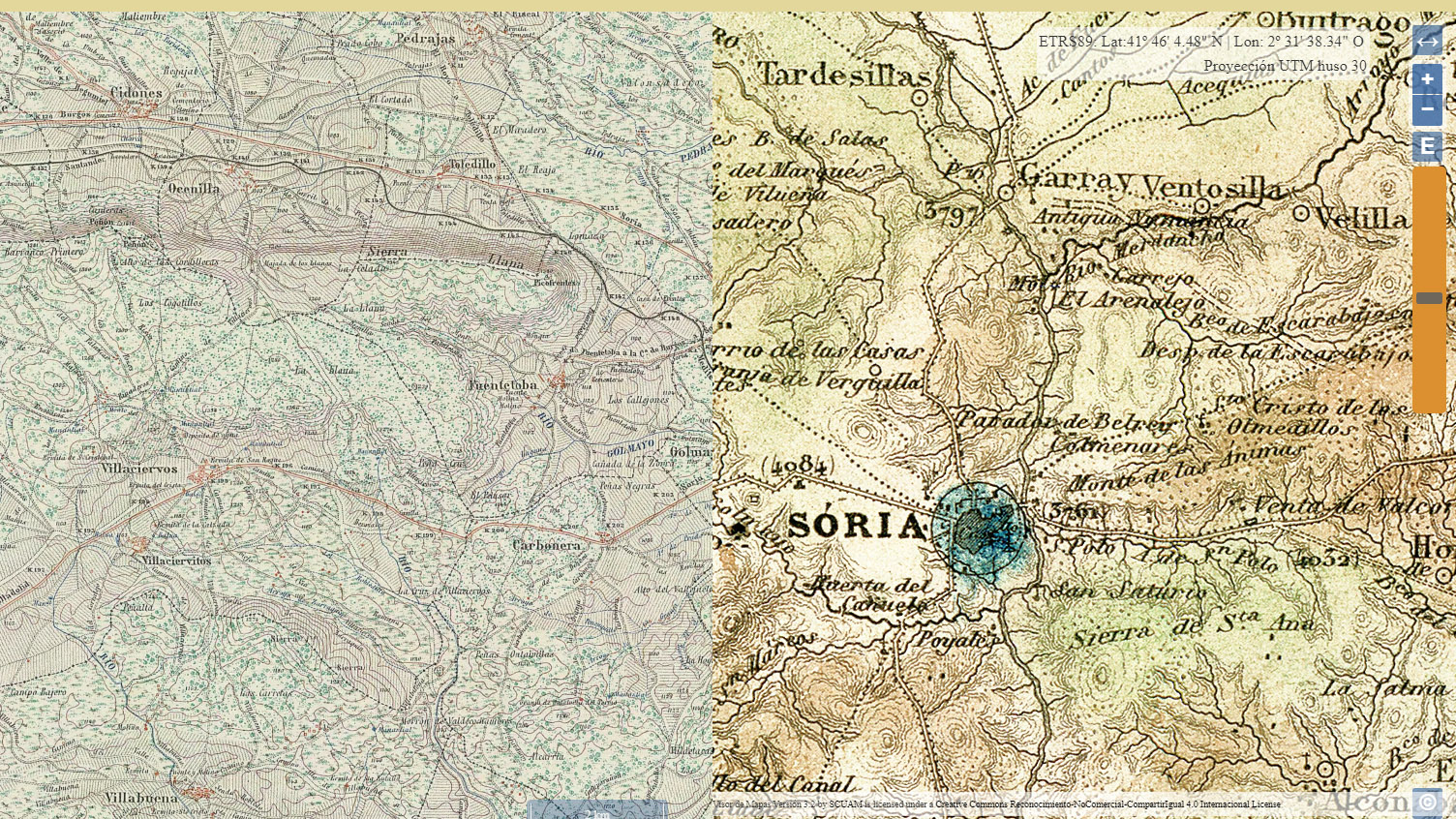 WMS del mapa de Coello sobre el MTN50 en Soria