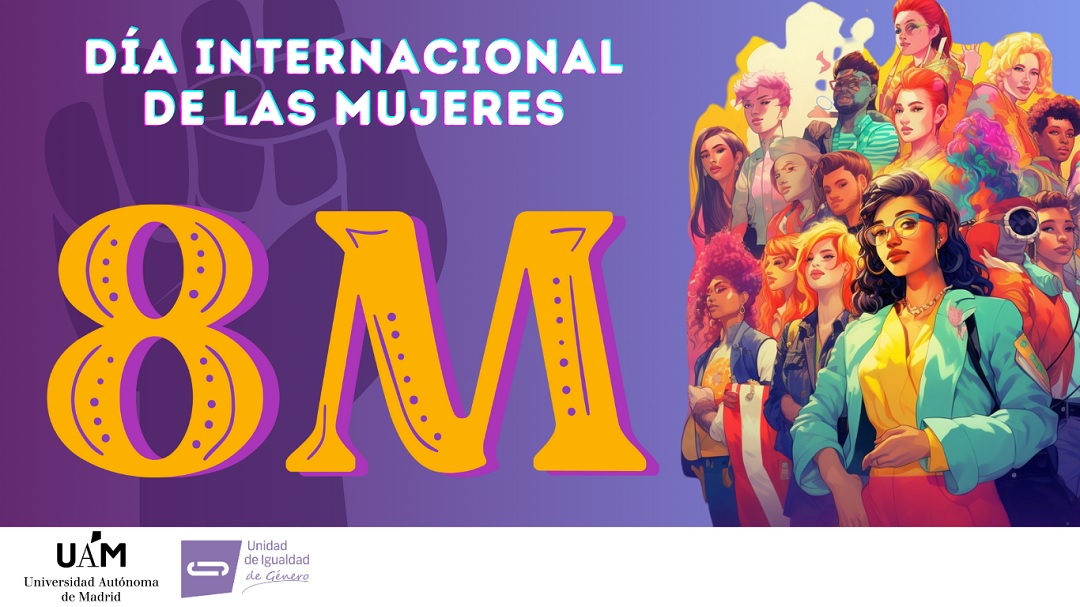 Imagen de anuncio del día internacional de la mujer 8 m estilizado con mujeres por detrás