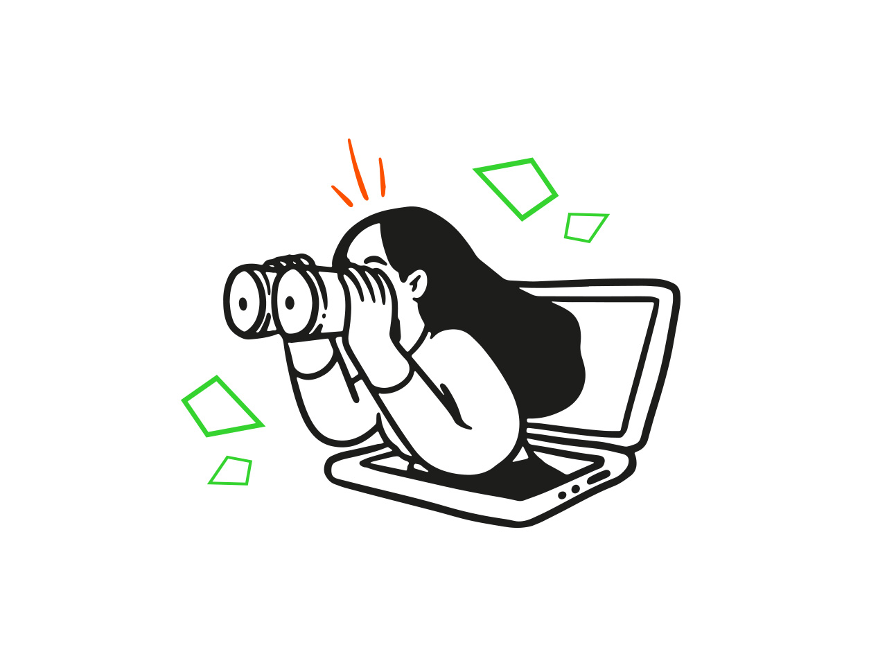 Imagen ilustración de chica con prismáticos