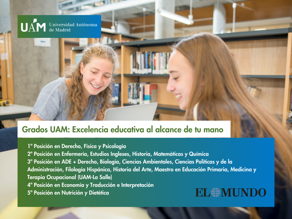 Imagen de dos chicas estudiando en una biblioteca. / UAM