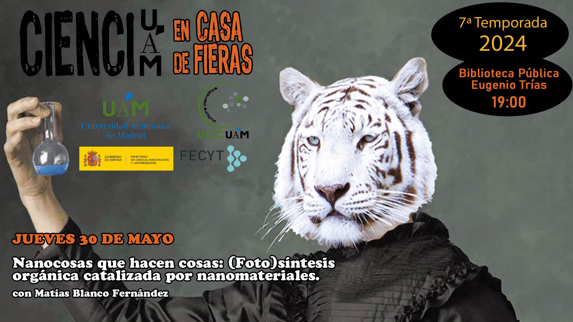 Fotografía de promoción de la charla de mayo de ciencia uam en casa de fieras