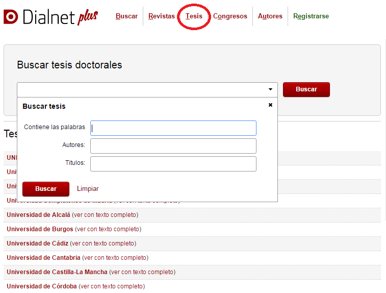 Dialnet busqueda tesis