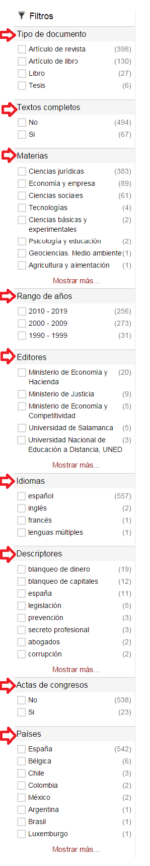 Dialnet busqueda filtros