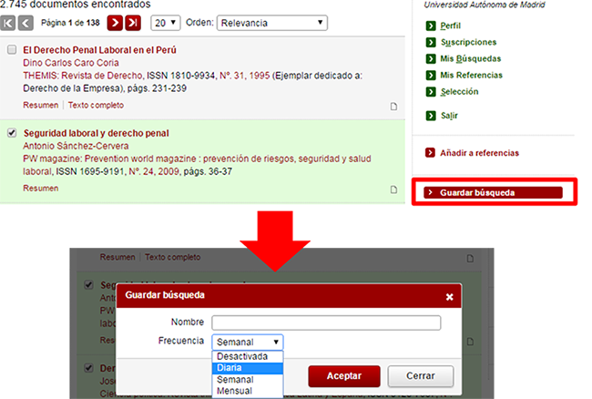 Dialnet guardar resultados