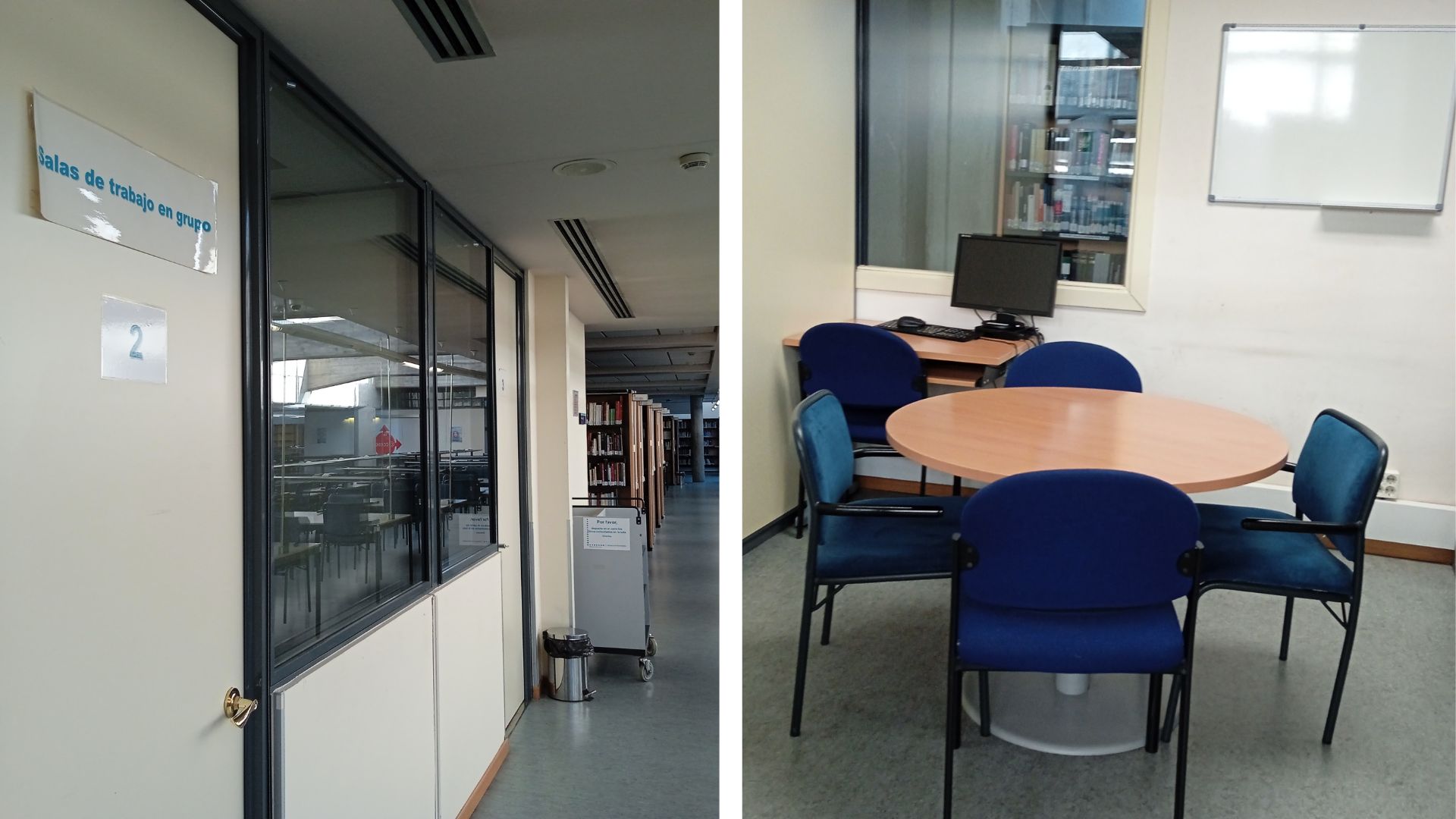 Salas de trabajo en grupo de la Biblioteca de Humanidades
