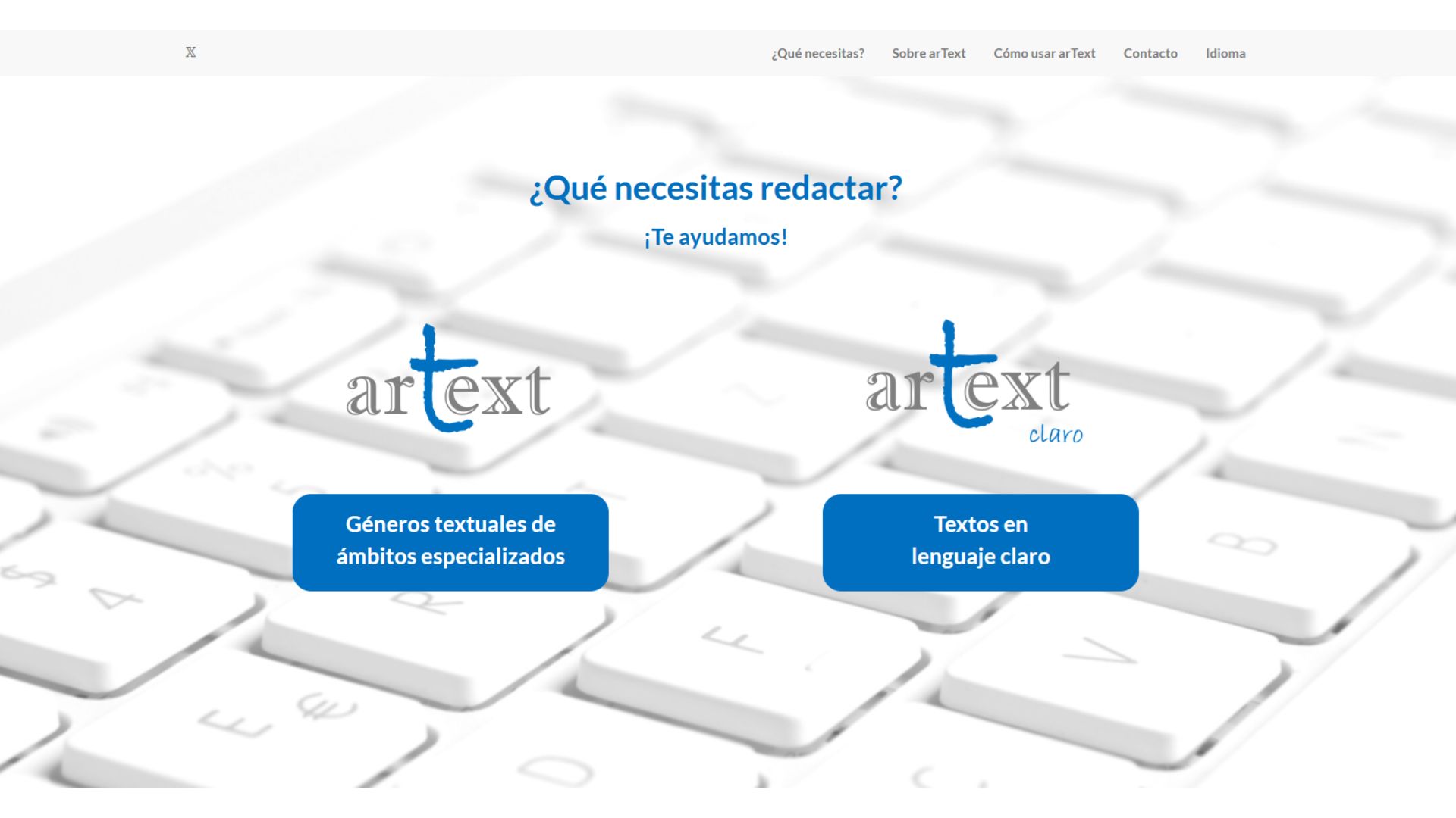 Interfaz de la herramienta Artext mostrando opciones de redacción especializada/ UAM