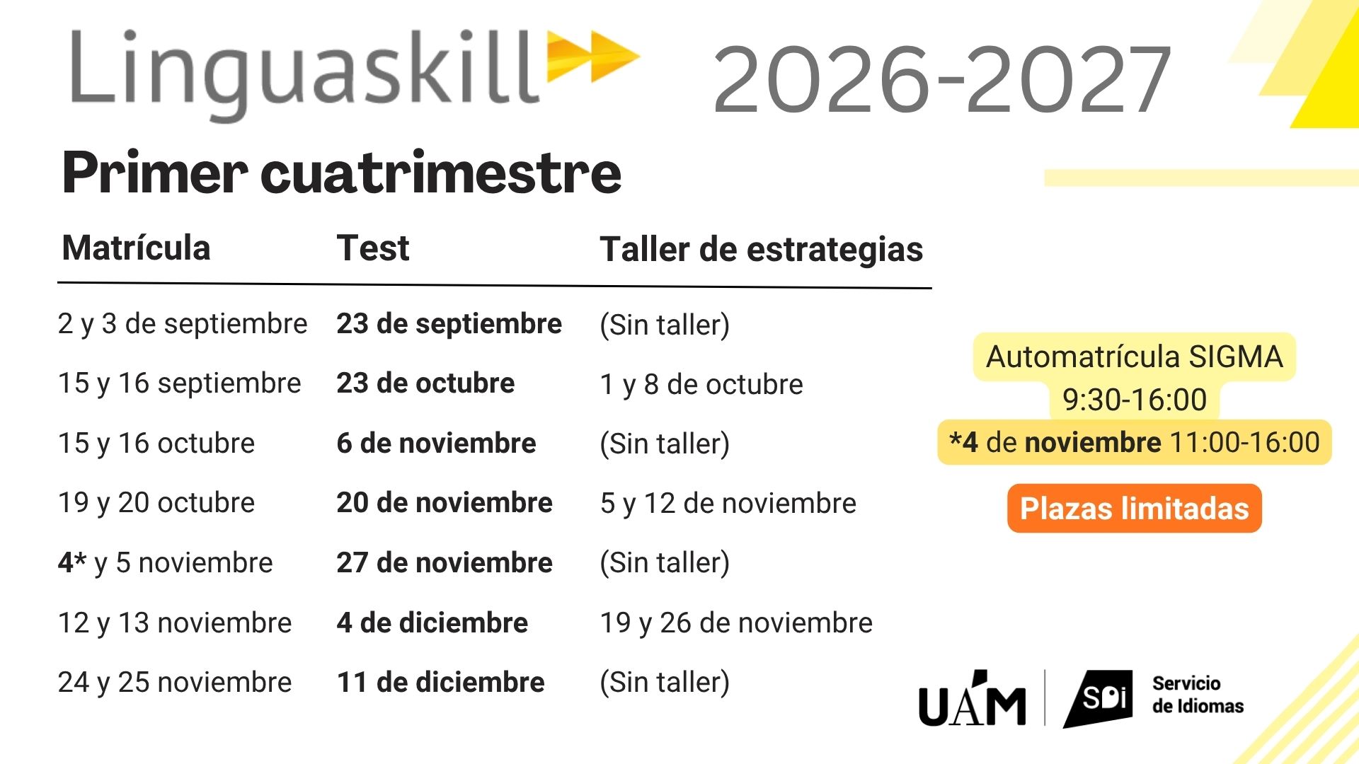 Fechas Linguaskill curso 2026-27