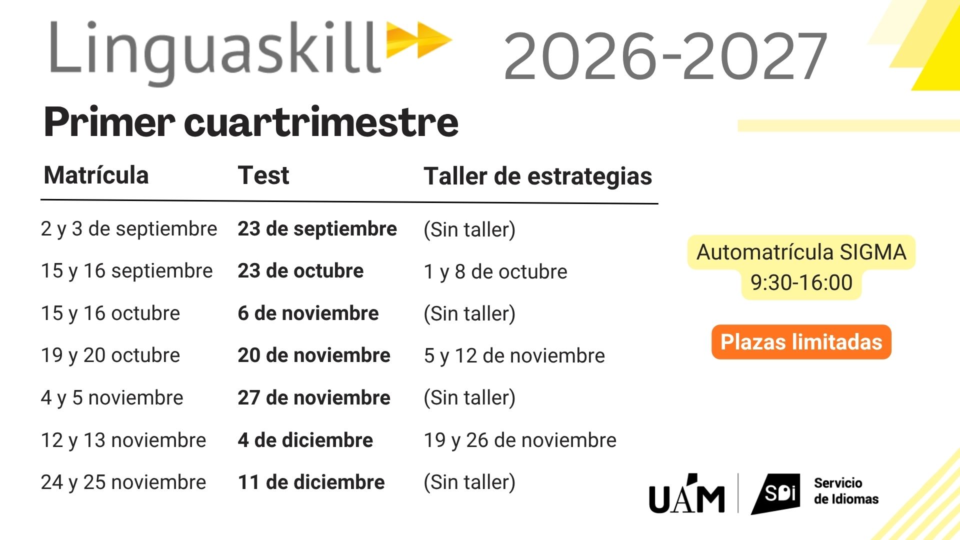 Fechas Linguaskill curso 2026-27