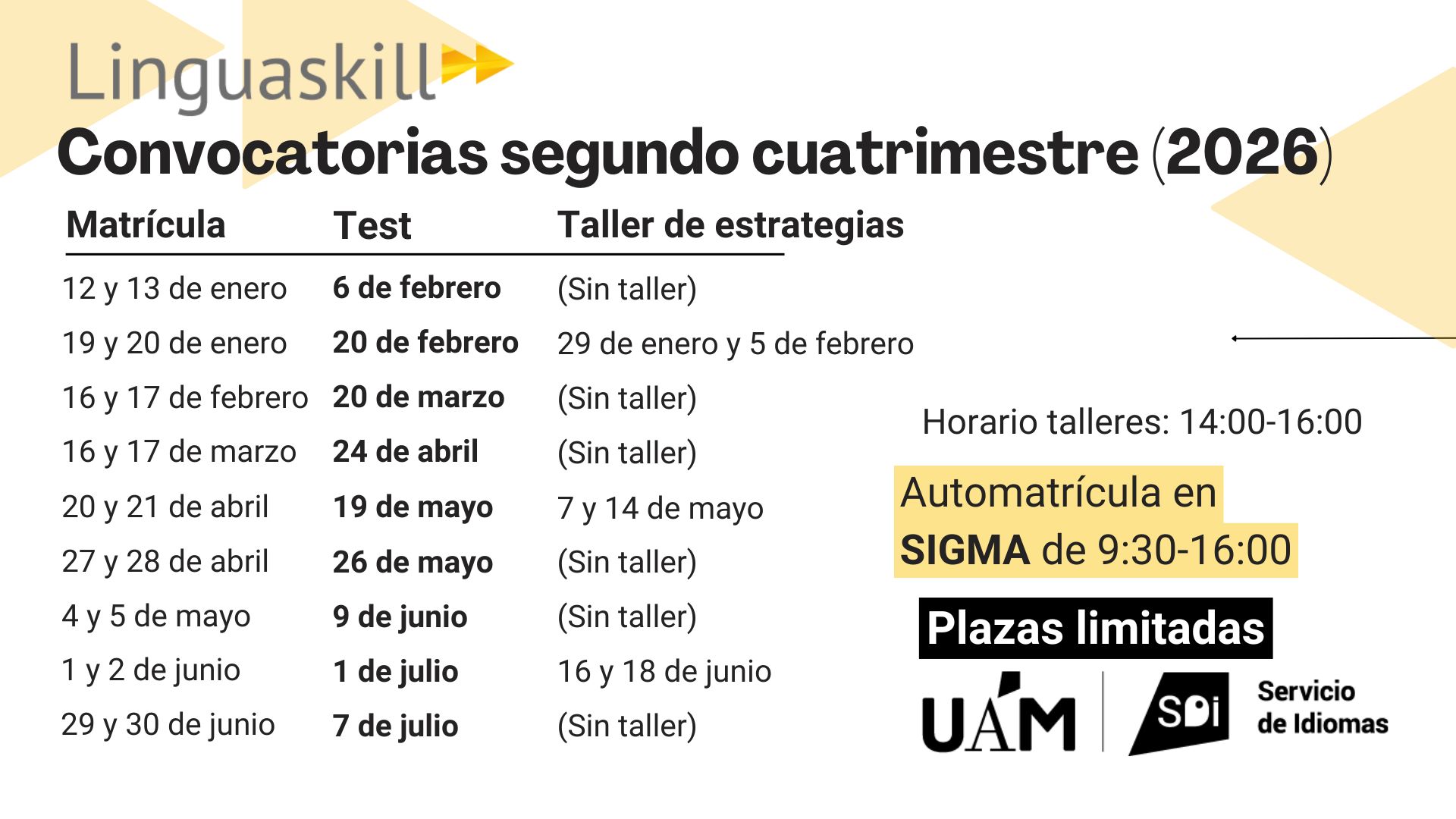 Fechas Linguaskill curso 25-26