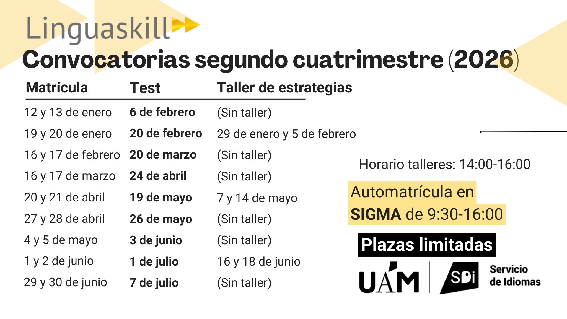 Fechas Linguaskill curso 25-26